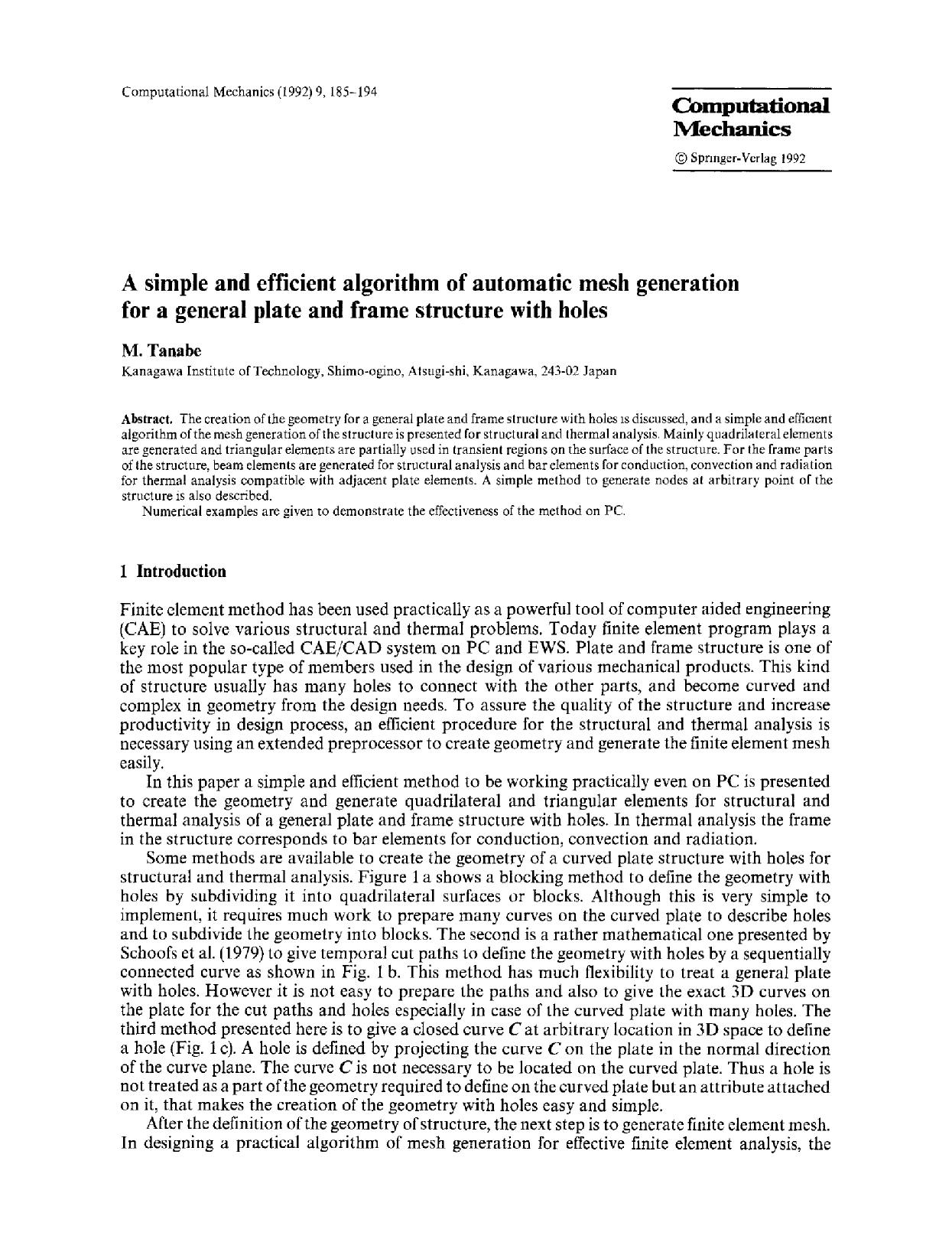 A simple and efficient algorithm of automatic mesh generation for a general plate and frame structure with holes by Unknown