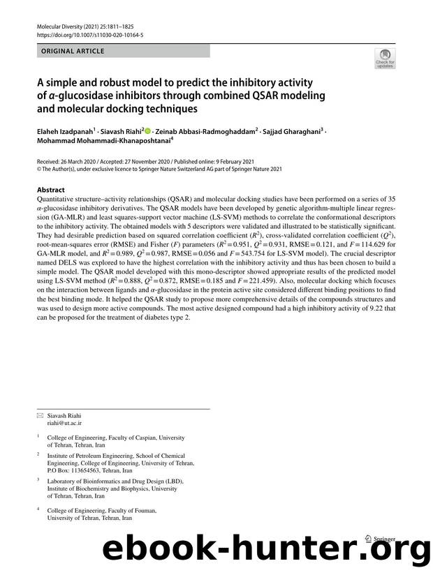 A simple and robust model to predict the inhibitory activity of Î±-glucosidase inhibitors through combined QSAR modeling and molecular docking techniques by unknow