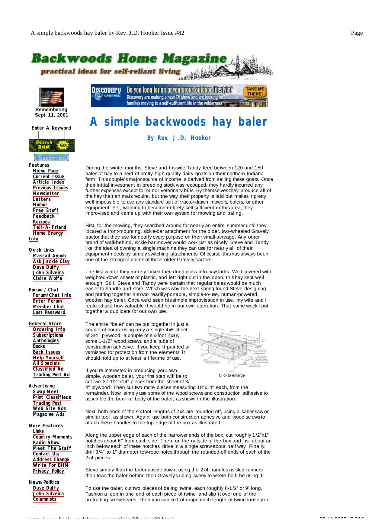 A simple backwoods hay baler by Rev. J.D. Hooker Issue #82 by John