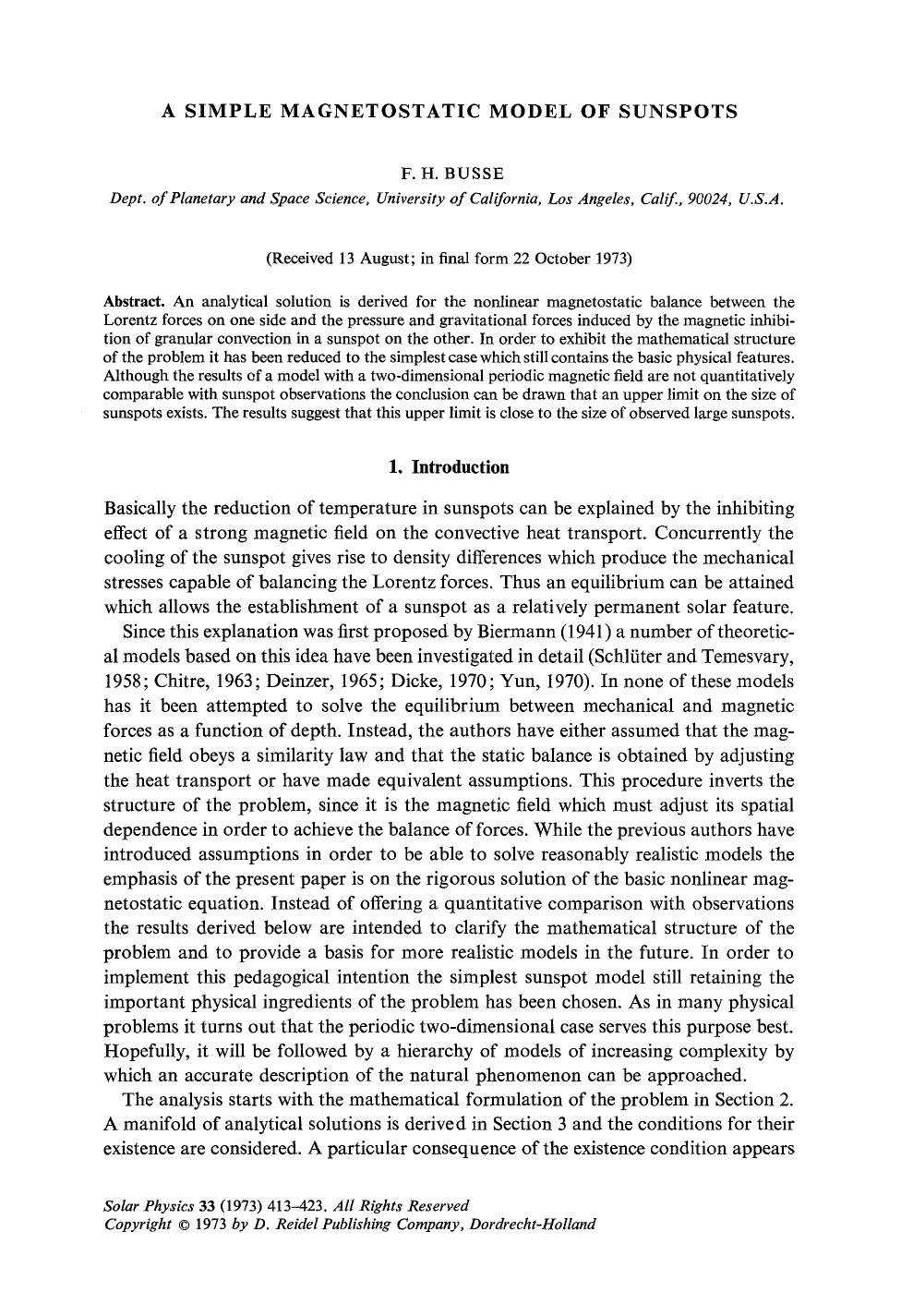 A simple magnetostatic model of sunspots by Unknown