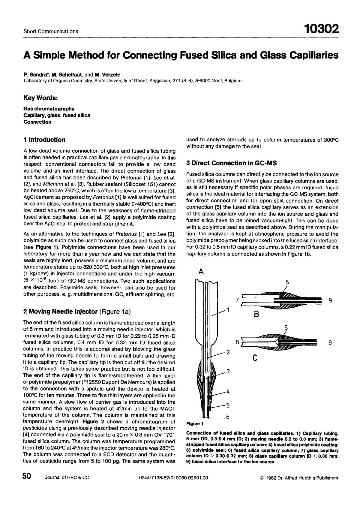 A simple method for connecting fused silica and glass capillaries by Unknown