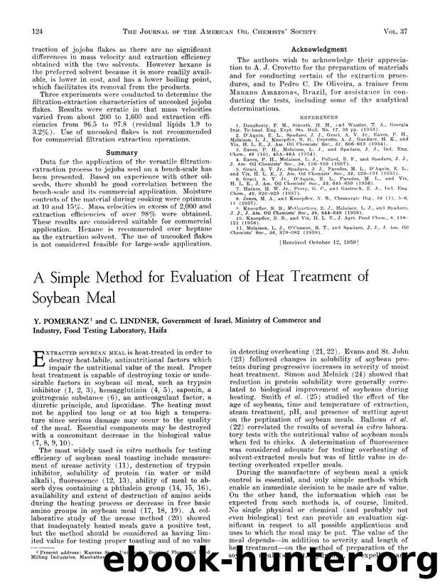 A simple method for evaluation of heat treatment of soybean meal by Unknown