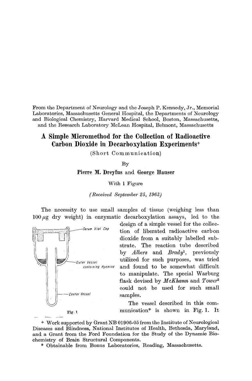 A simple micromethod for the collection of radioactive carbon dioxide in decarboxylation experiments by Unknown