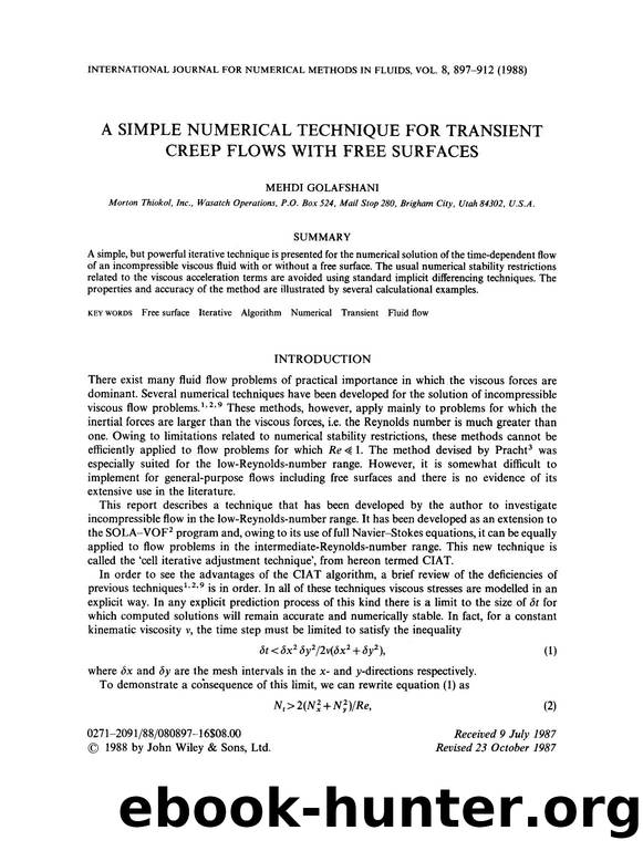 A simple numerical technique for transient creep flows with free surfaces by Unknown