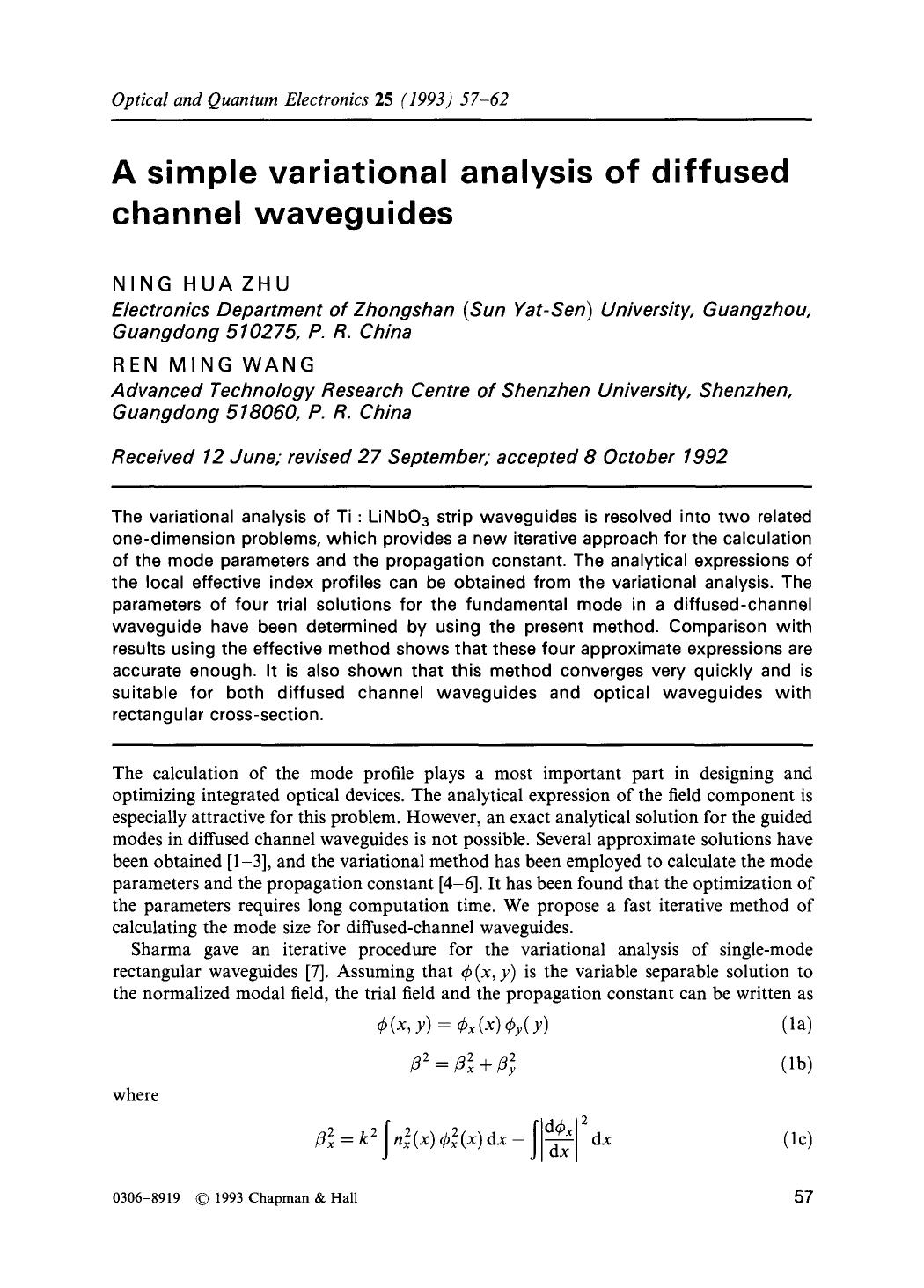 A simple variational analysis of diffused channel waveguides by Unknown