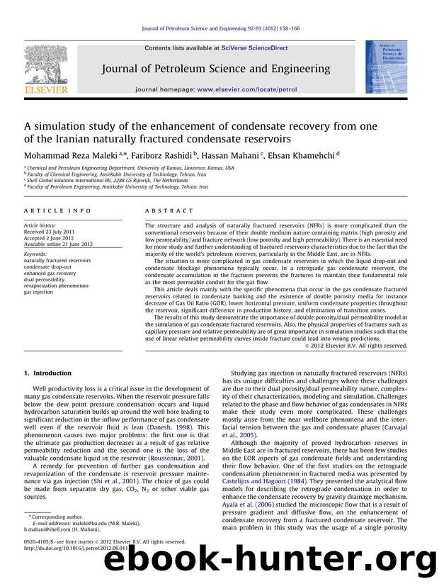 A simulation study of the enhancement of condensate recovery from one of the Iranian naturally fractured condensate reservoirs by Mohammad Reza Maleki & Fariborz Rashidi & Hassan Mahani & Ehsan Khamehchi