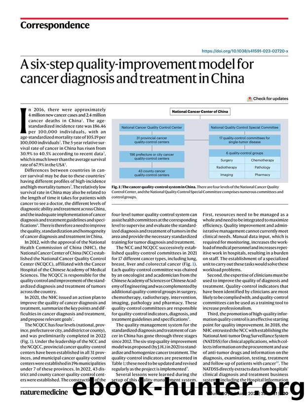 A six-step quality-improvement model for cancer diagnosis and treatment in China by Wenjing Yang & Jie He
