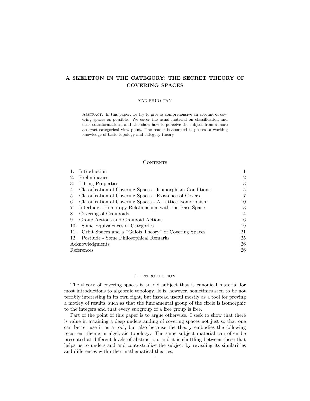 A skeleton in the category: the secret theory of covering spaces by Yan Shuo Tan