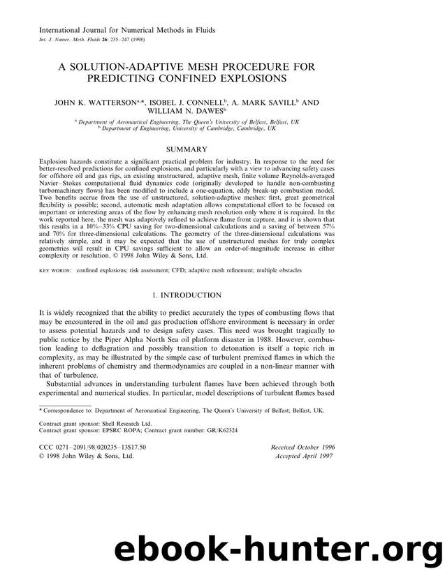 A solution-adaptive mesh procedure for predicting confined explosions by Unknown