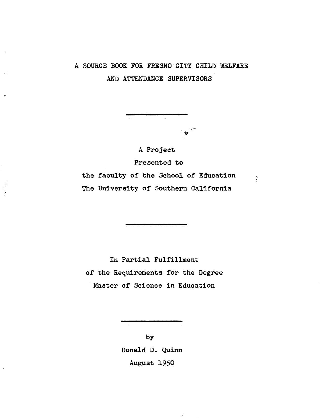 A source book for Fresno city child welfare and attendance supervisors by Quinn Donald D