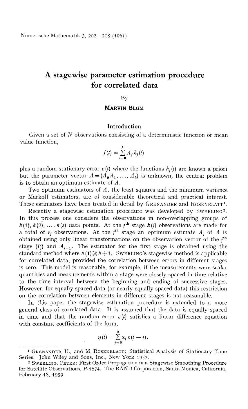 A stagewise parameter estimation procedure for correlated data by Unknown