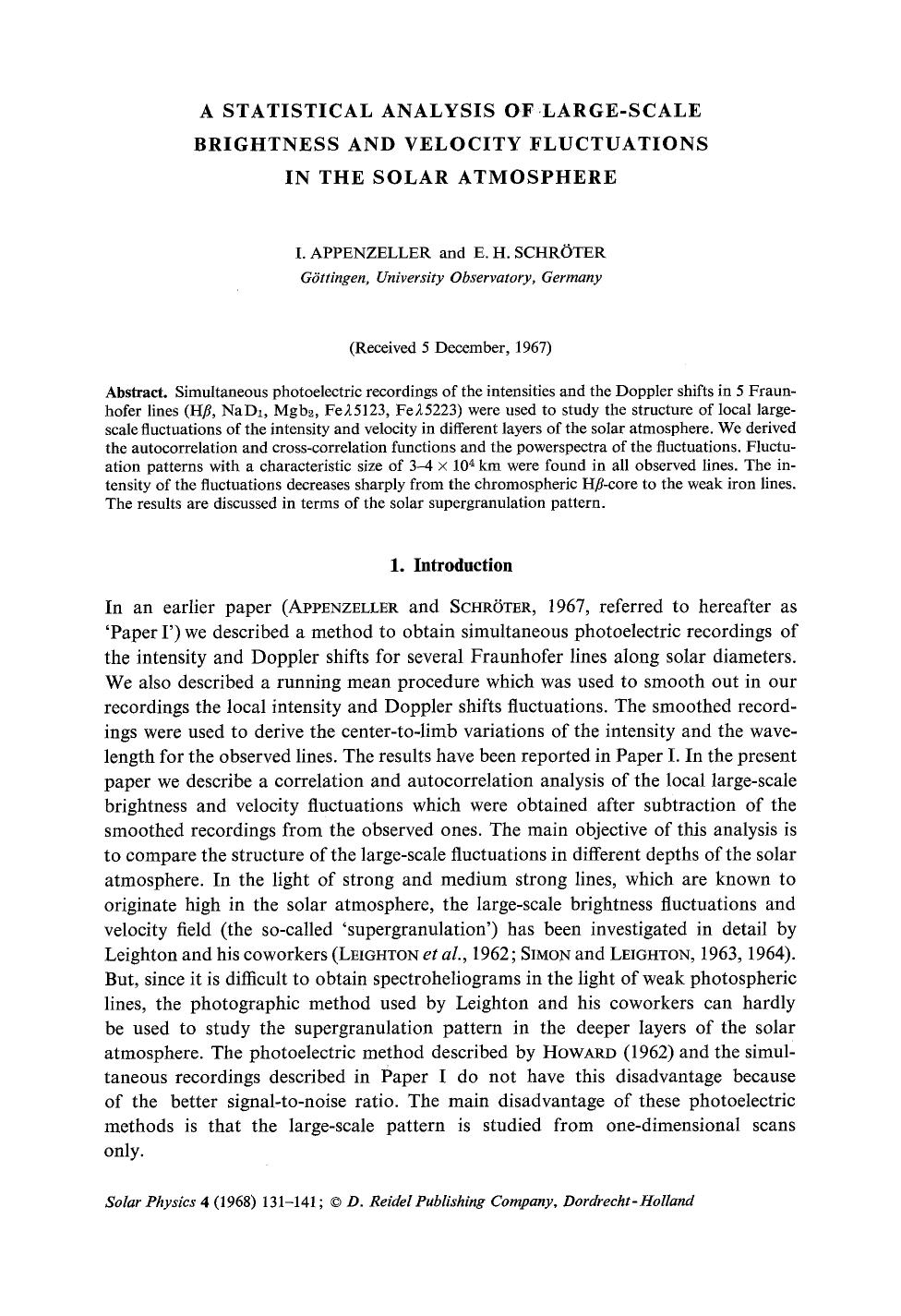 A statistical analysis of large-scale brightness and velocity fluctuations in the solar atmosphere by Unknown
