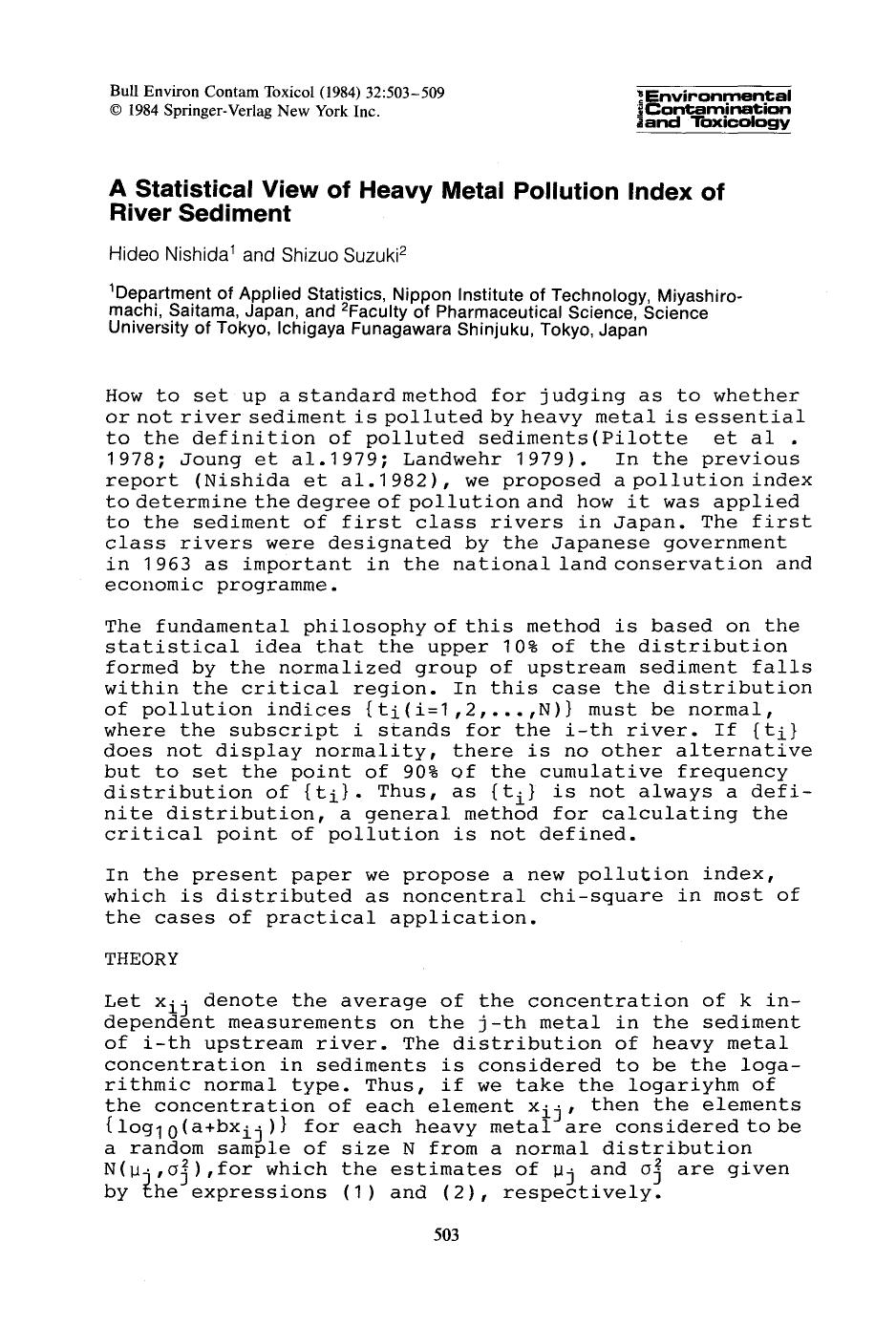 A statistical view of heavy metal pollution index of river sediment by Unknown
