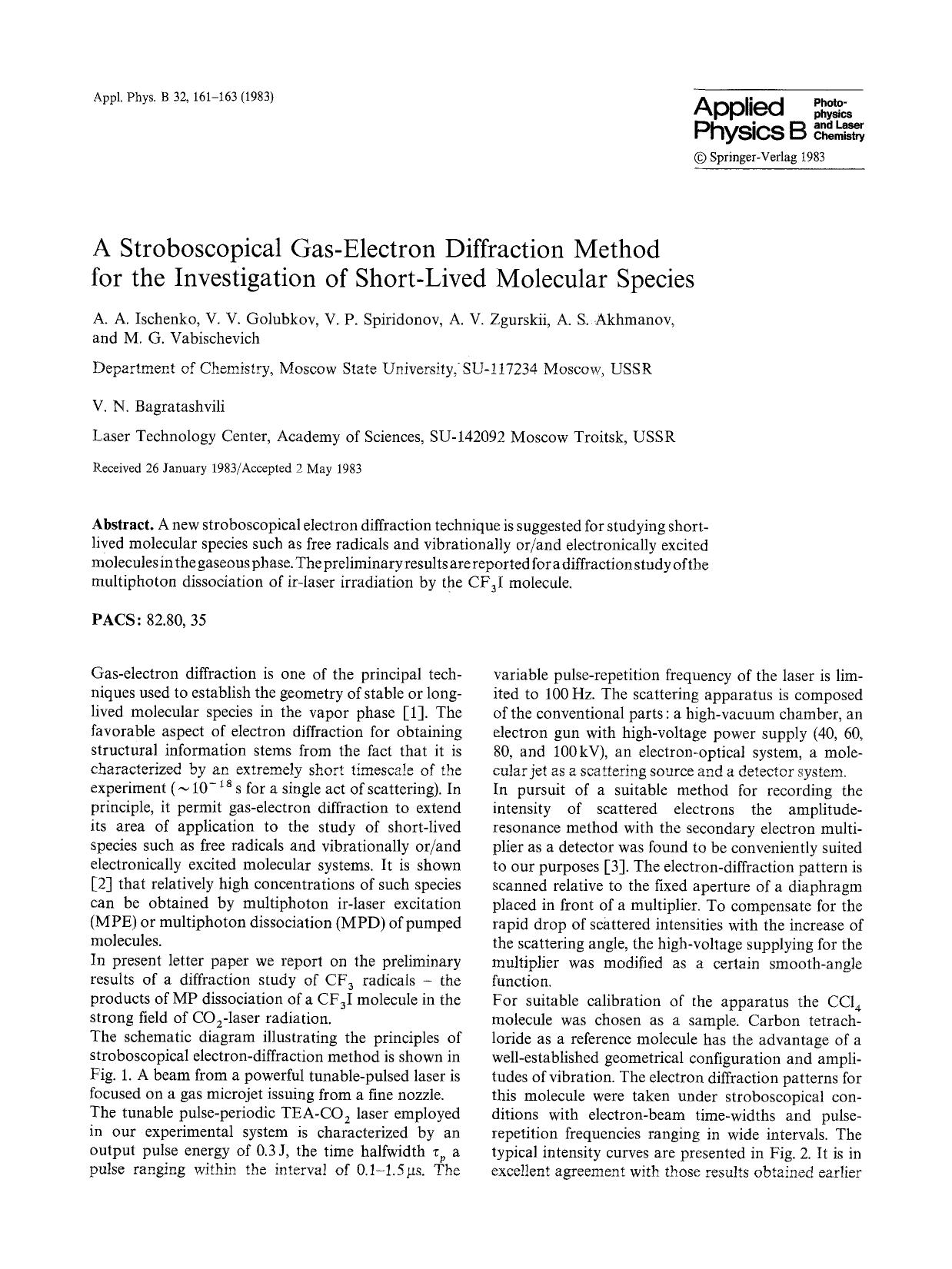 A stroboscopical gas-electron diffraction method for the investigation of short-lived molecular species by Unknown
