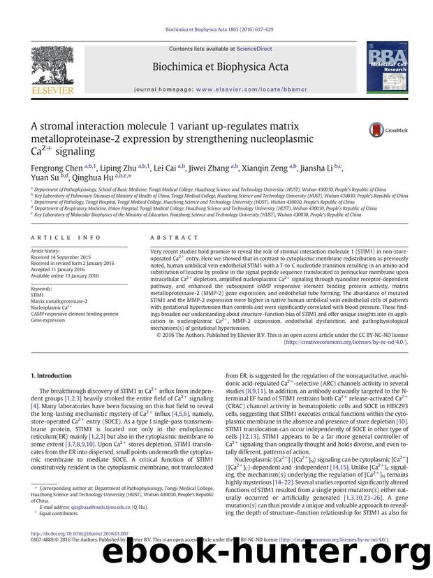 A stromal interaction molecule 1 variant up-regulates matrix metalloproteinase-2 expression by strengthening nucleoplasmic Ca2+ signaling by unknow