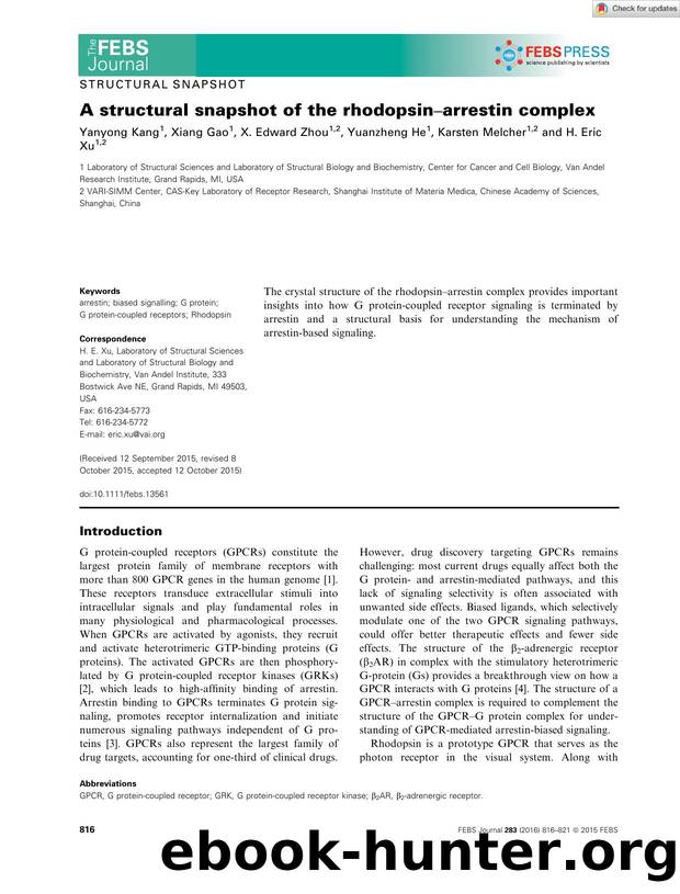 A structural snapshot of the rhodopsinâarrestin complex by Unknown