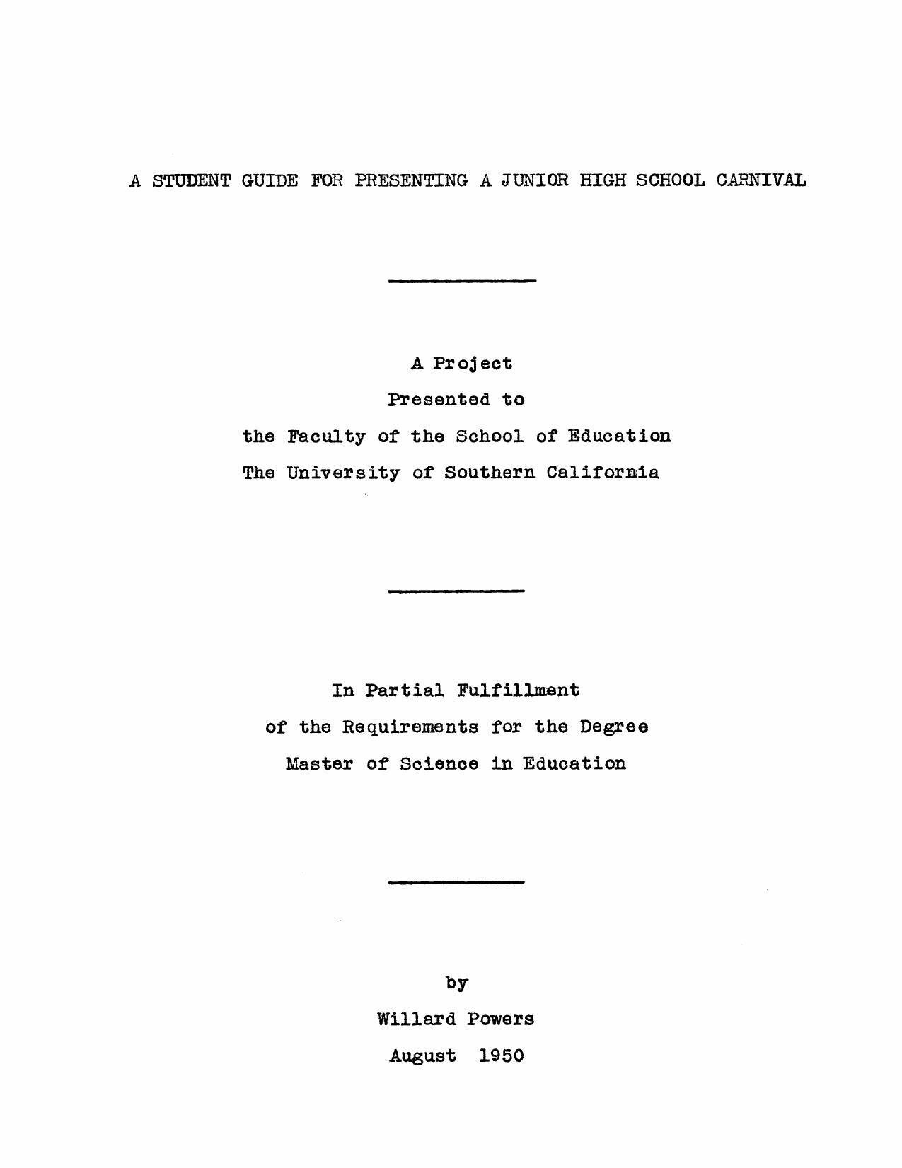 A student guide for presenting a junior high school carnival by Powers Willard