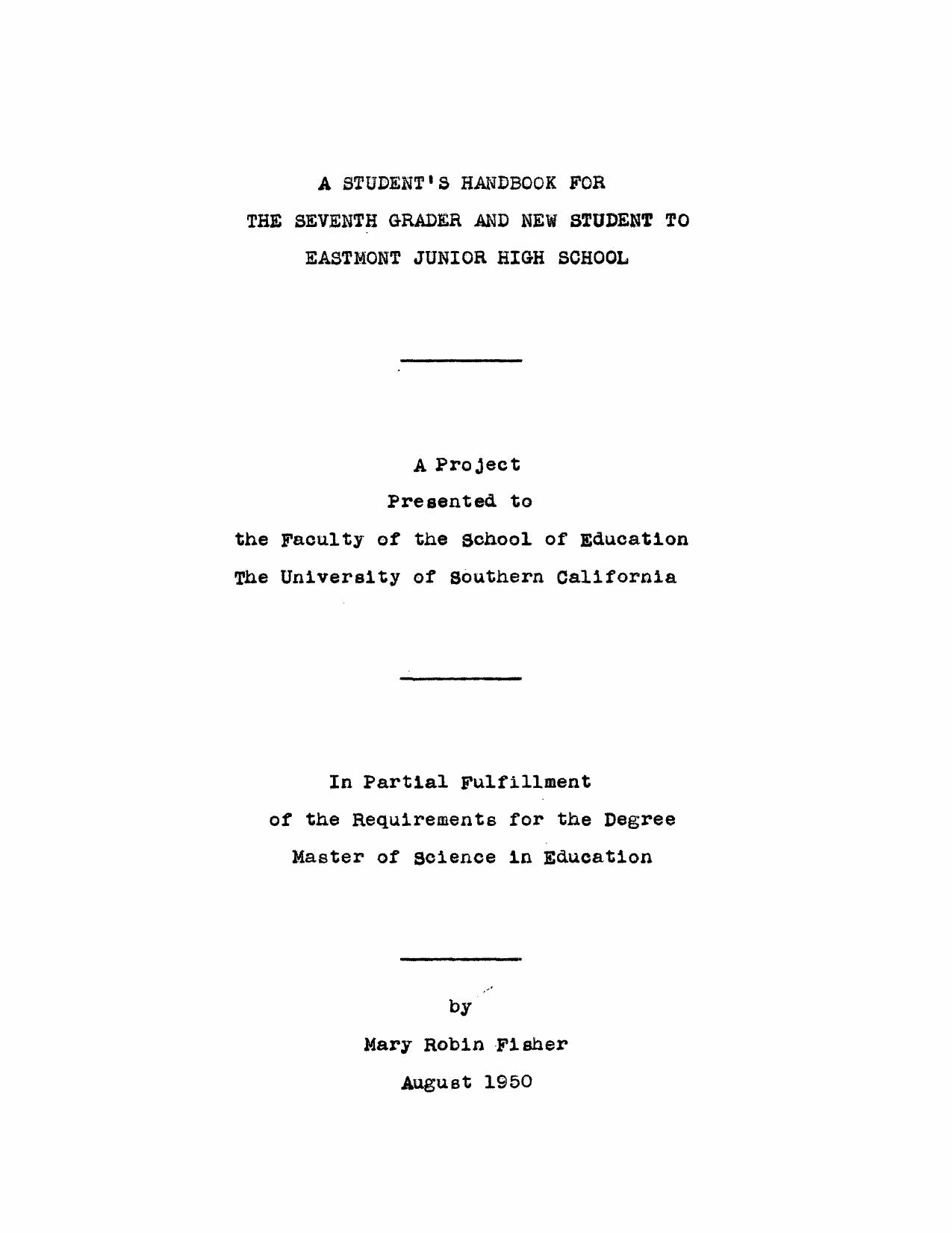 A studentâs handbook for the seventh grader and new student to Eastmont Junior High School by Fisher Mary Robin