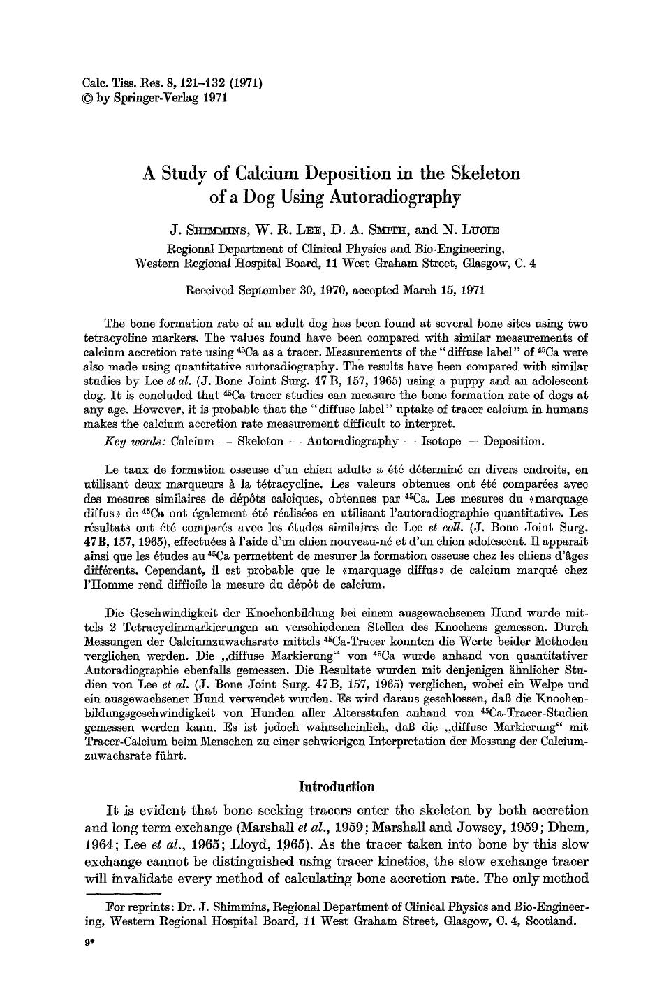 A study of calcium deposition in the skeleton of a dog using autoradiography by Unknown
