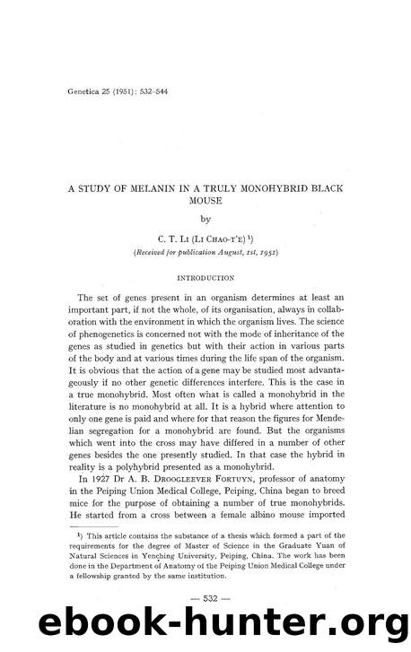 A study of melanin in a truly monohybrid black mouse by Unknown