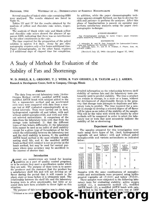 A study of methods for evaluation of the stability of fats and shortenings by Unknown