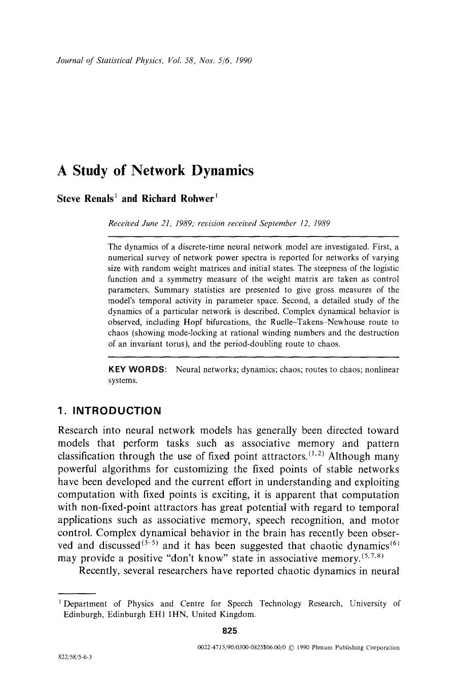 A study of network dynamics by Unknown