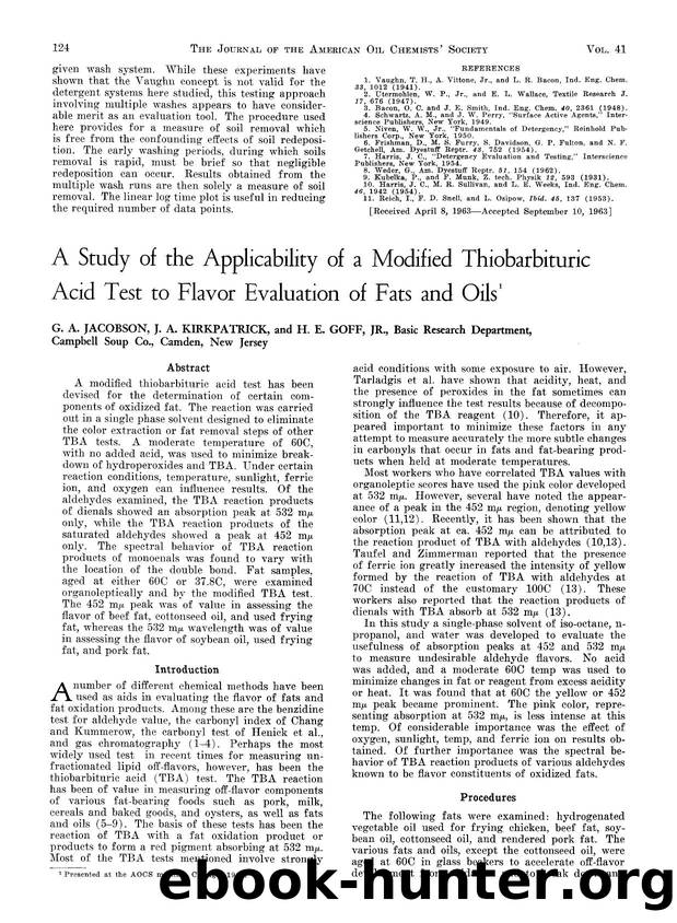 A study of the applicability of a modified thiobarbituric acid test to flavor evaluation of fats and oils by Unknown