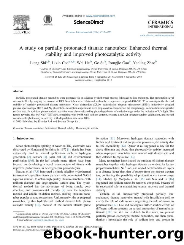 A study on partially protonated titanate nanotubes_ Enhanced thermal stability and improved photocatalytic activity by Liang Shi & Lixin Cao & Wei Liu & Ge Su & Rongjie Gao & Yanling Zhao