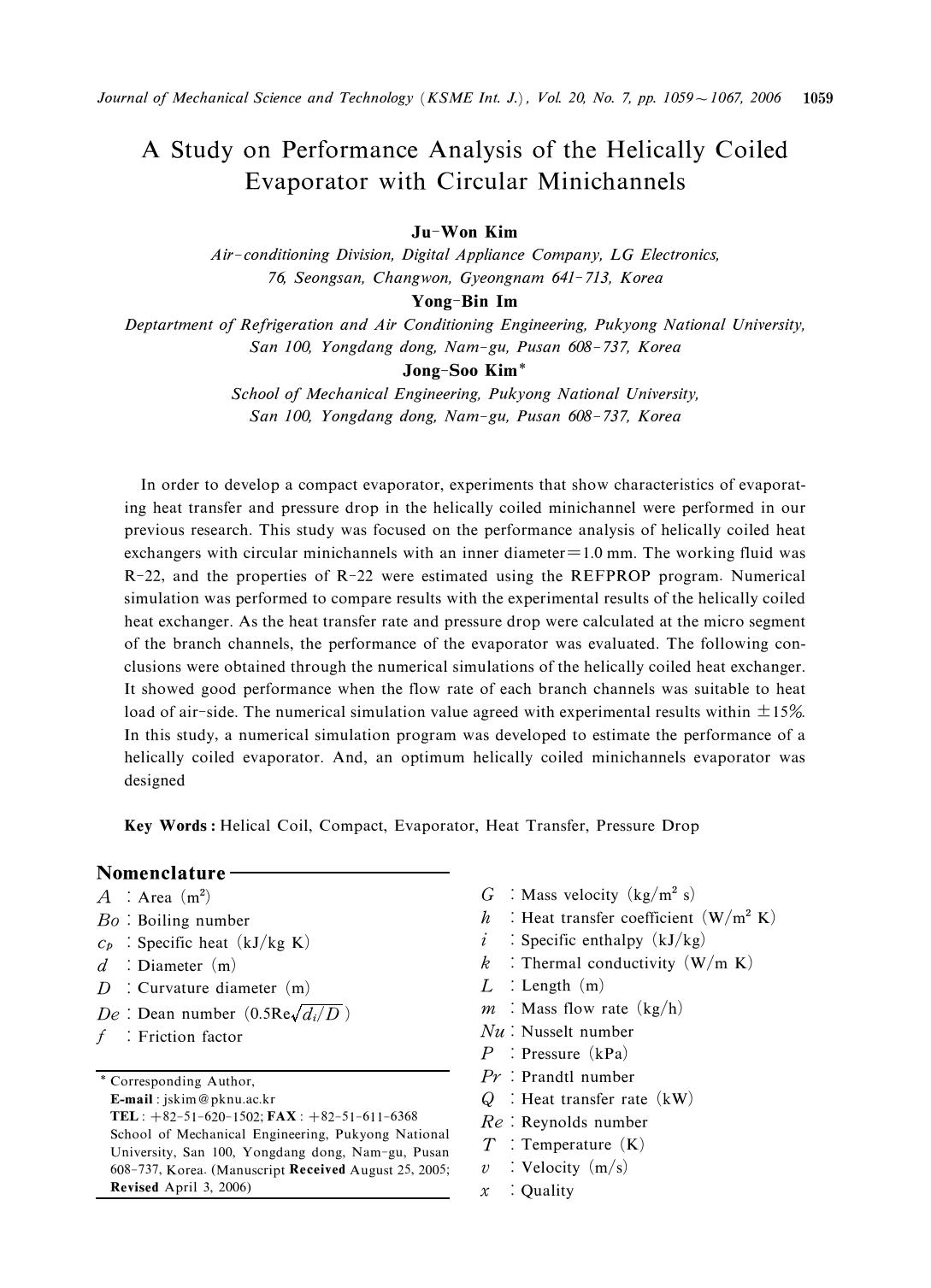 A study on performance analysis of the helically coiled evaporator with circular minichannels by Unknown