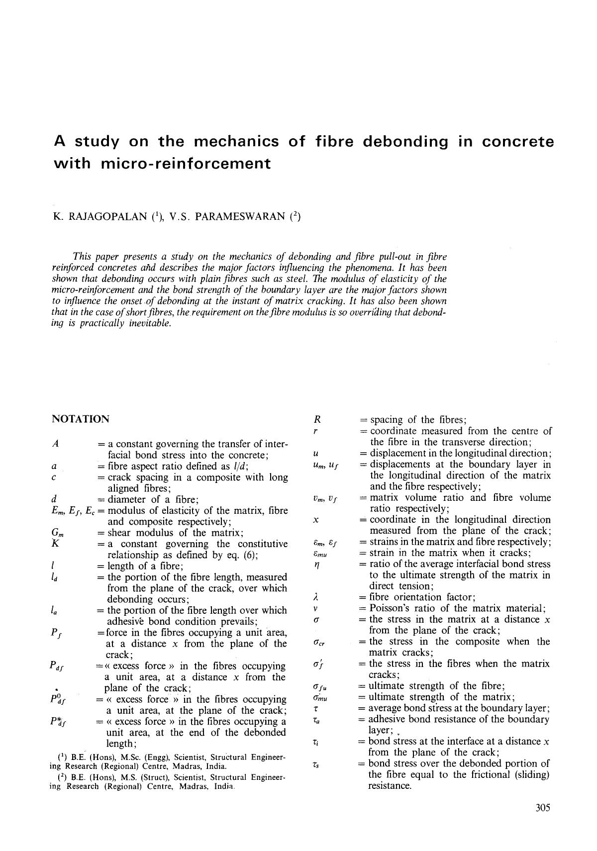 A study on the mechanics of fibre debonding in concrete with micro-reinforcement by Unknown