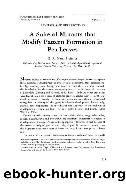 A suite of mutants that modify pattern formation in pea leaves by Unknown