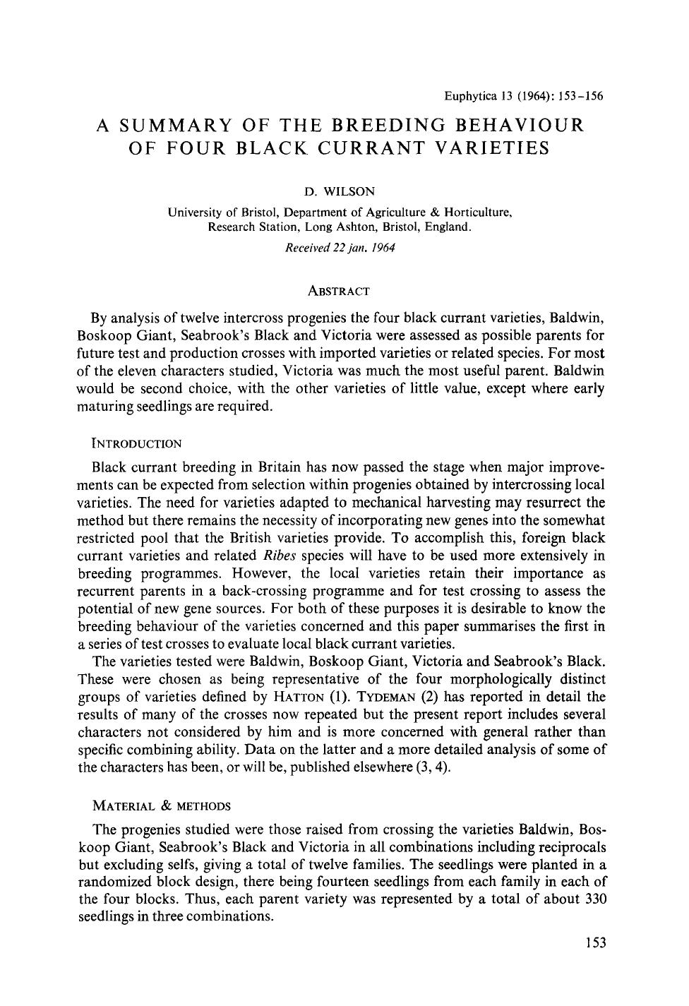 A summary of the breeding behaviour of four black currant varieties by Unknown