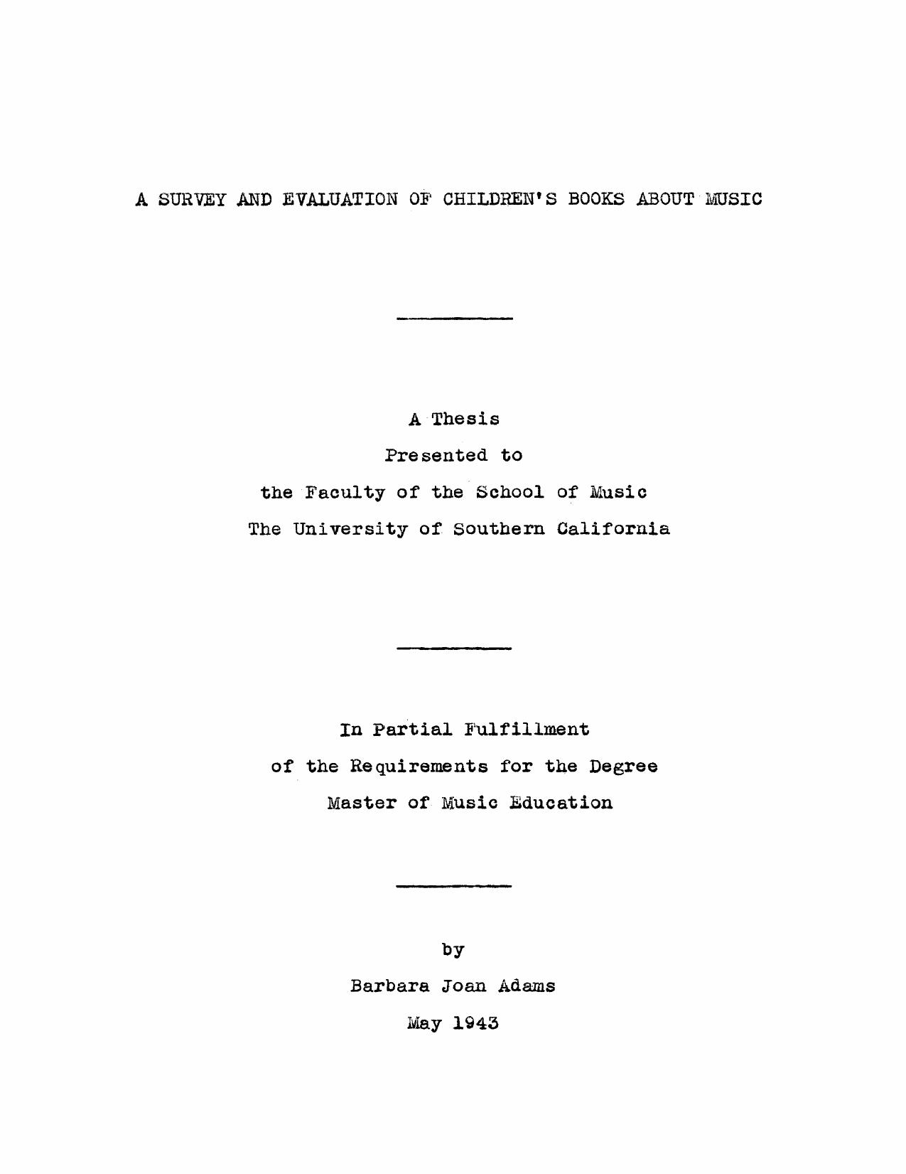 A survey and evaluation of childrens books about music by Adams B. J