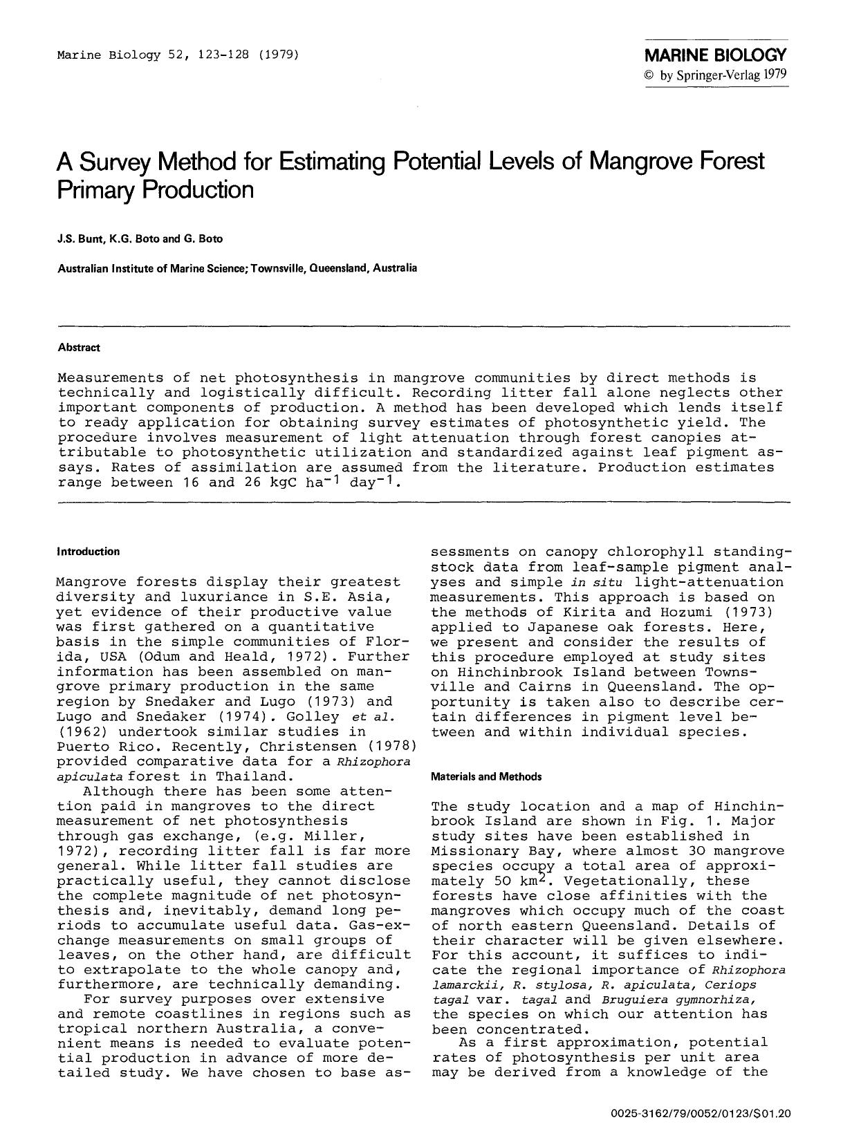 A survey method for estimating potential levels of mangrove forest primary production by Unknown