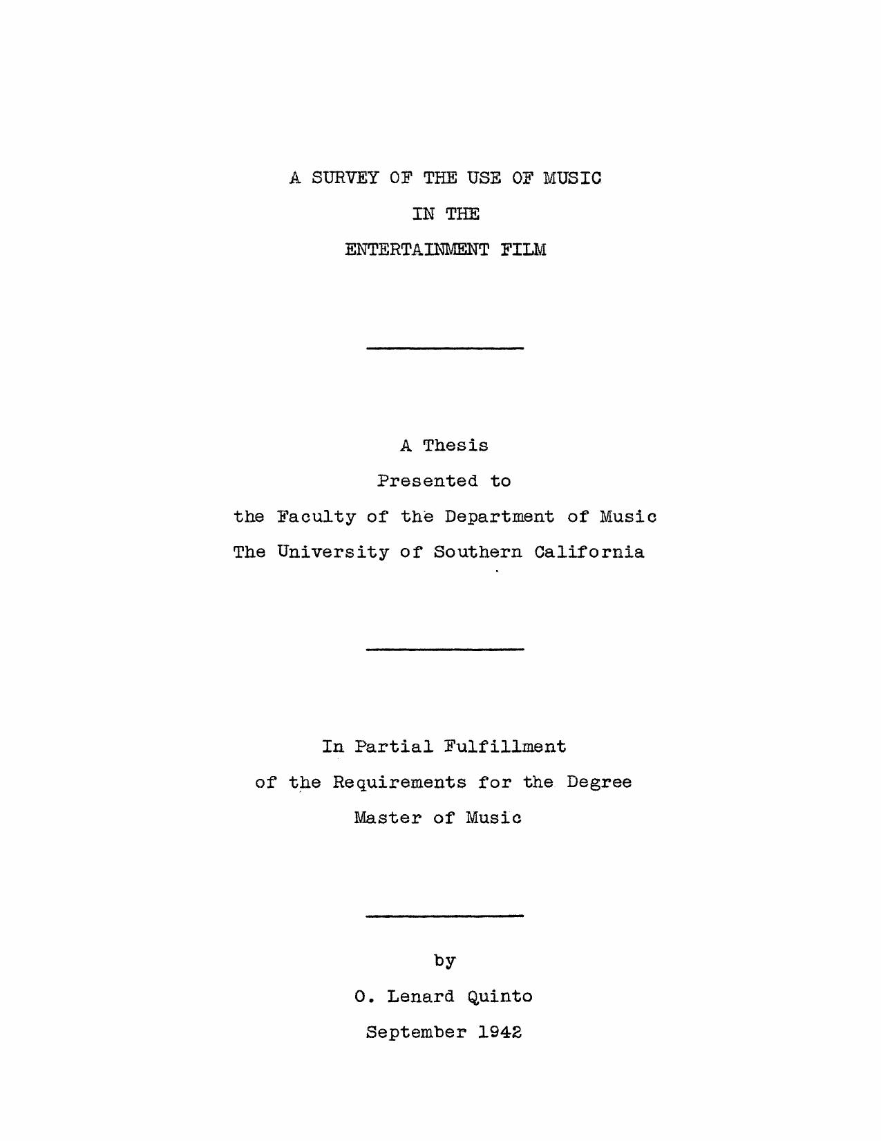 A survey of the use of music in the entertainment film by Quinto O. L
