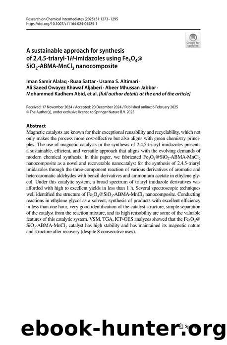 A sustainable approach for synthesis of 2,4,5-triaryl-1H-imidazoles using Fe3O4@SiO2-ABMA-MnCl2 nanocomposite by unknow