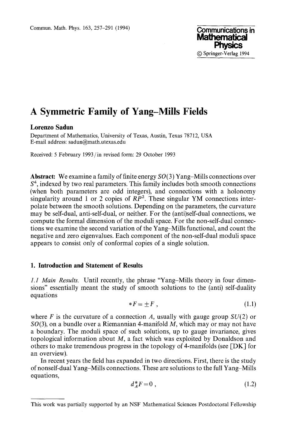 A symmetric family of Yang-Mills fields by Unknown