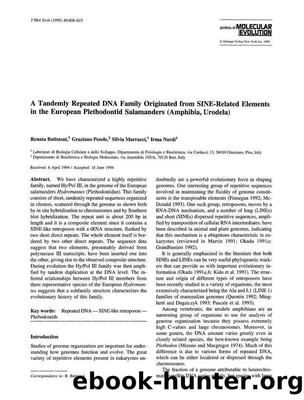 A tandemly repeated DNA family originated from SINE-related elements in the European plethodontid salamanders (Amphibia, Urodela) by Unknown