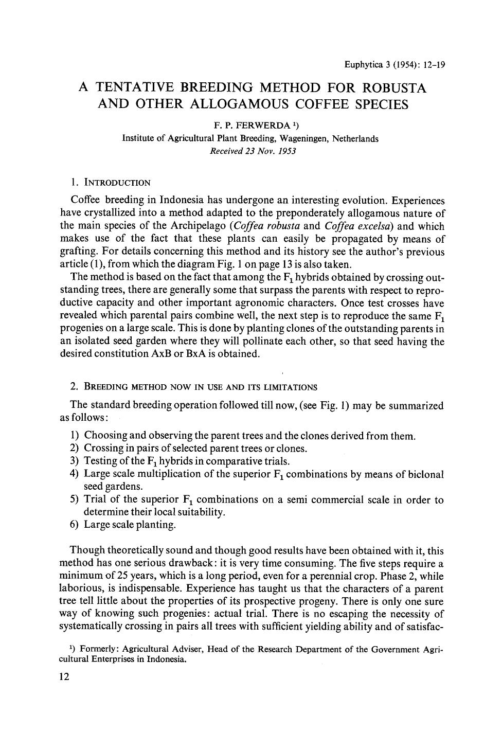 A tentative breeding method for Robusta and other allogamous coffee species by Unknown