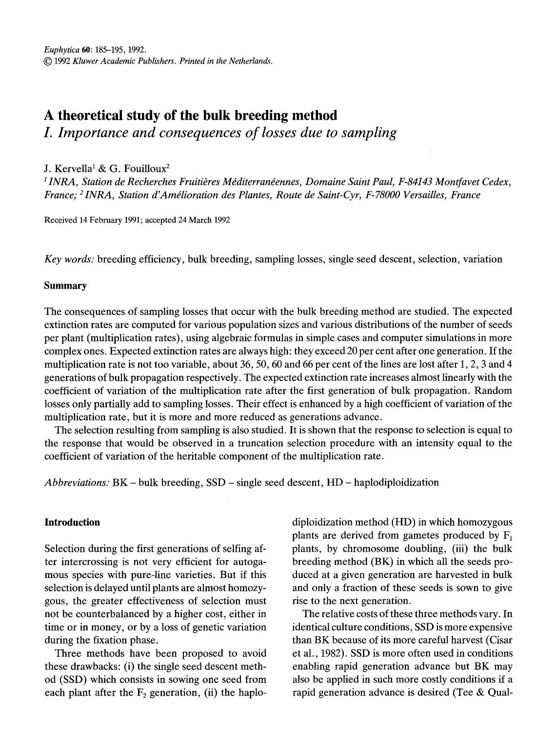 A theoretical study of the bulk breeding method by Unknown