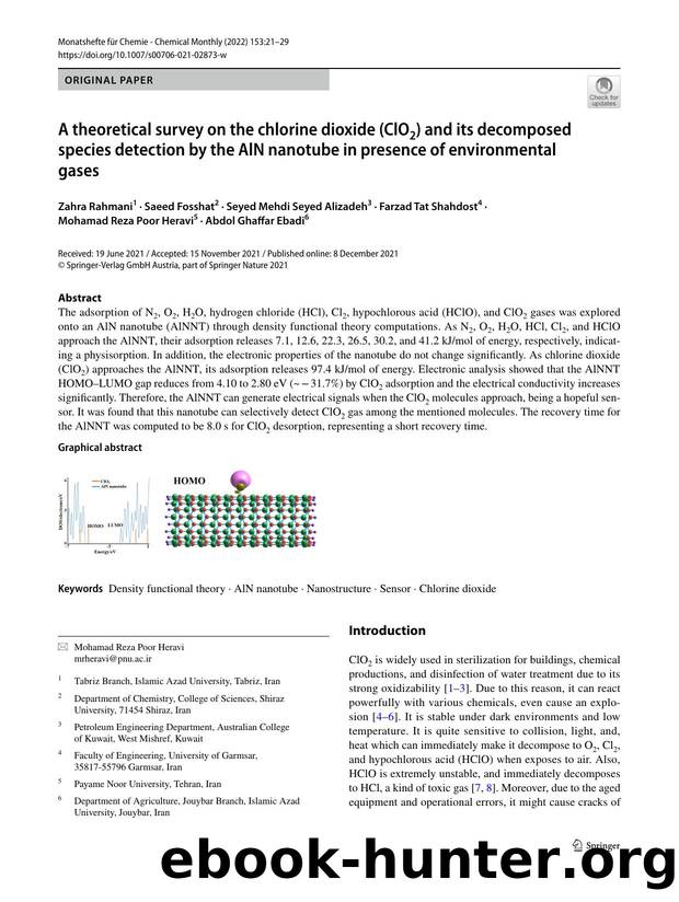 A theoretical survey on the chlorine dioxide (ClO2) and its decomposed species detection by the AlN nanotube in presence of environmental gases by unknow