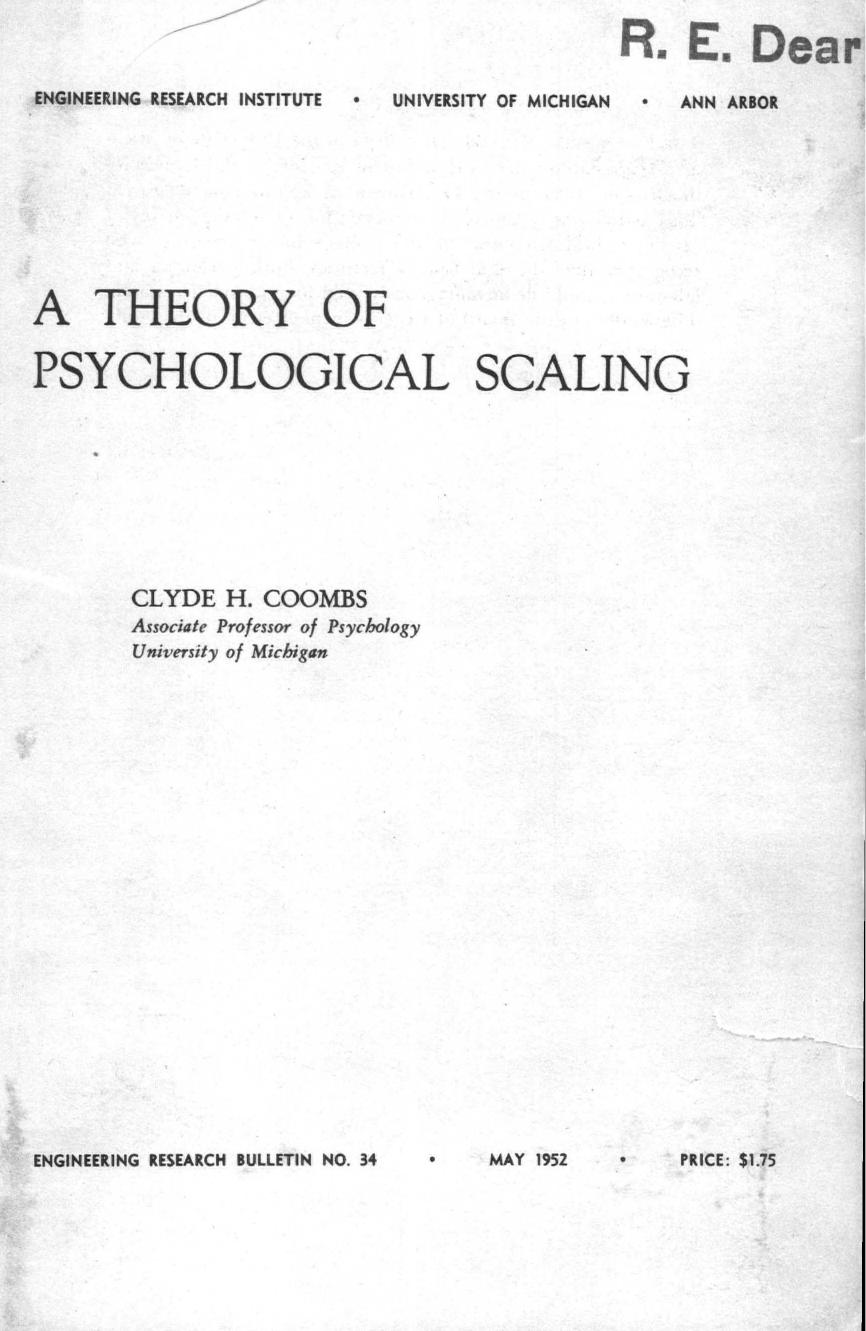 A theory of psychological scaling by Coombs Clyde H