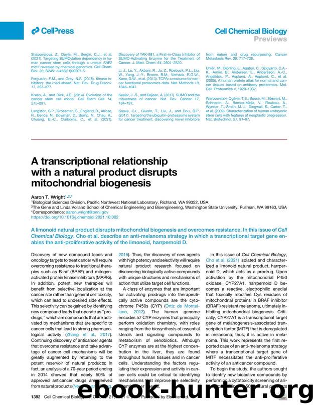 A transcriptional relationship with a natural product disrupts mitochondrial biogenesis by Aaron T. Wright
