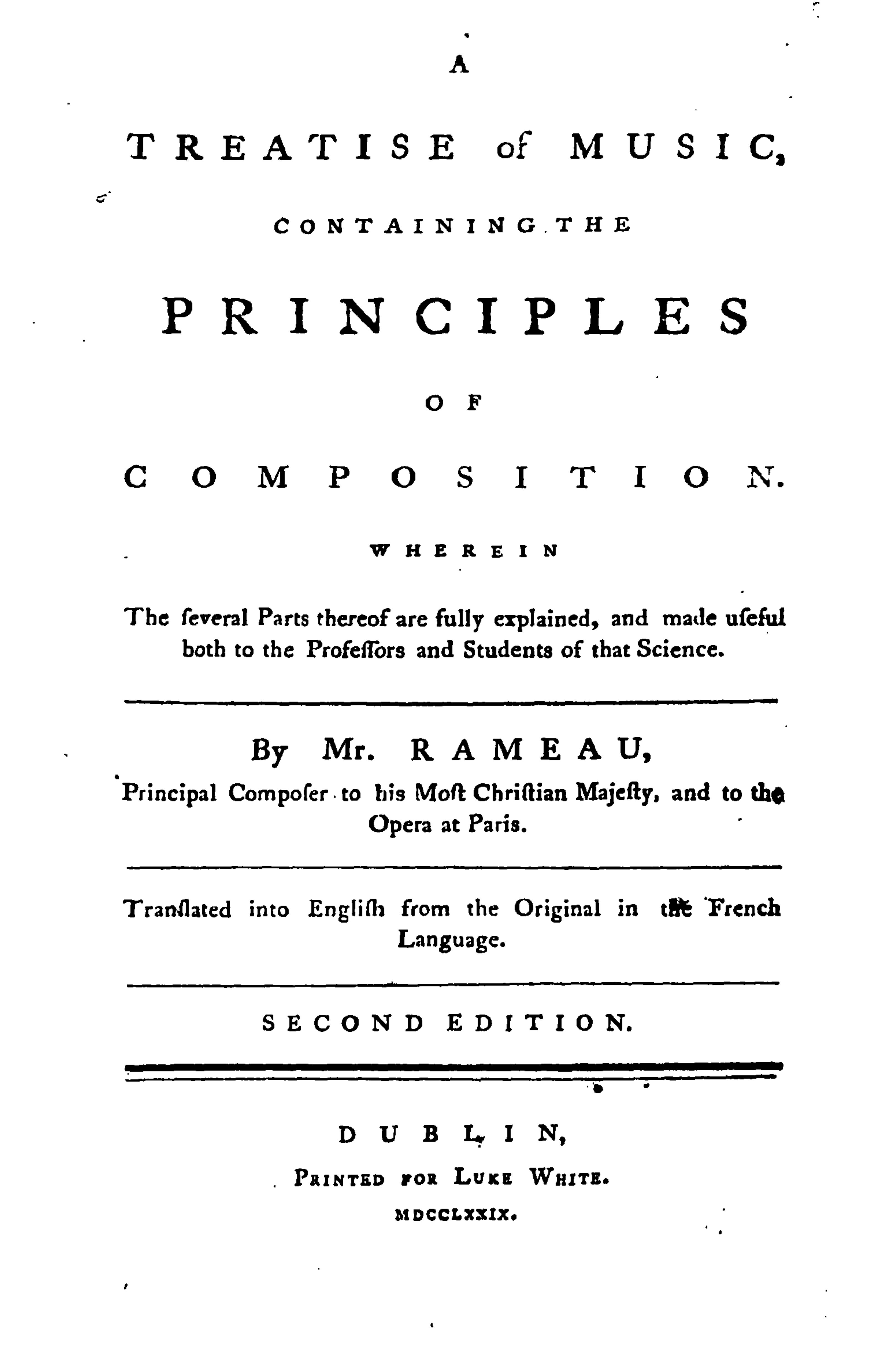 A treatise of music : containing the principles of composition by Rameau Jean-Philippe