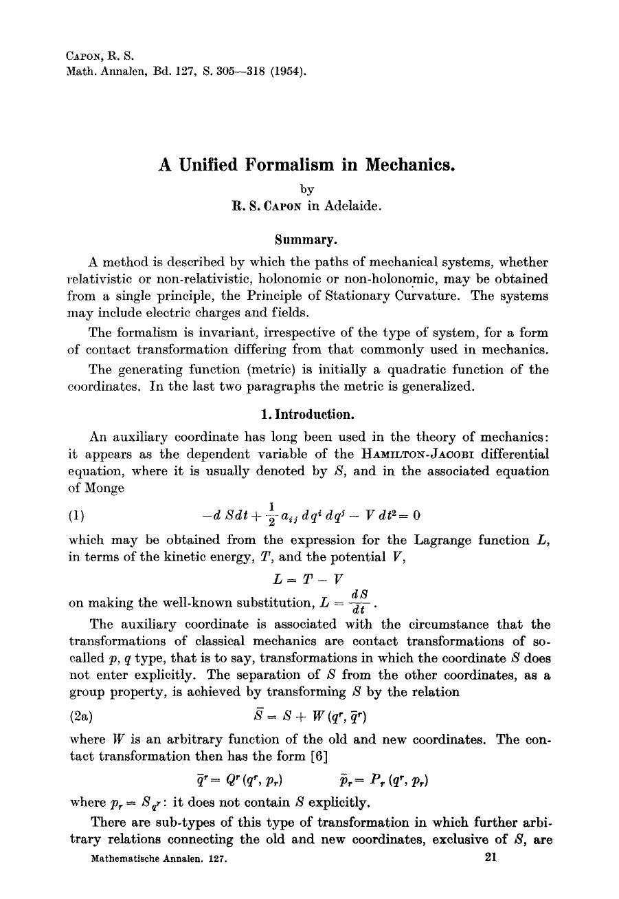 A unified formalism in mechanics by Unknown