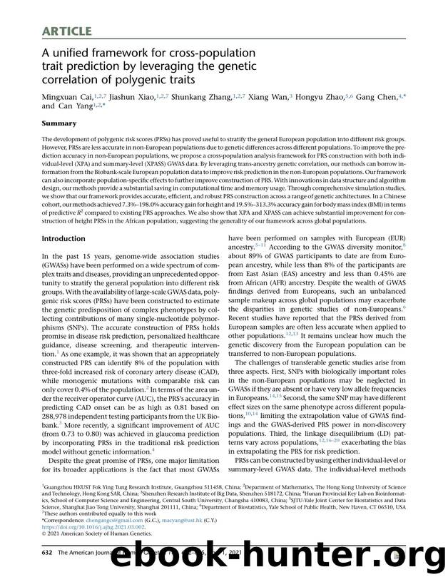 A unified framework for cross-population trait prediction by leveraging the genetic correlation of polygenic traits by Mingxuan Cai & Jiashun Xiao & Shunkang Zhang & Xiang Wan & Hongyu Zhao & Gang Chen & Can Yang