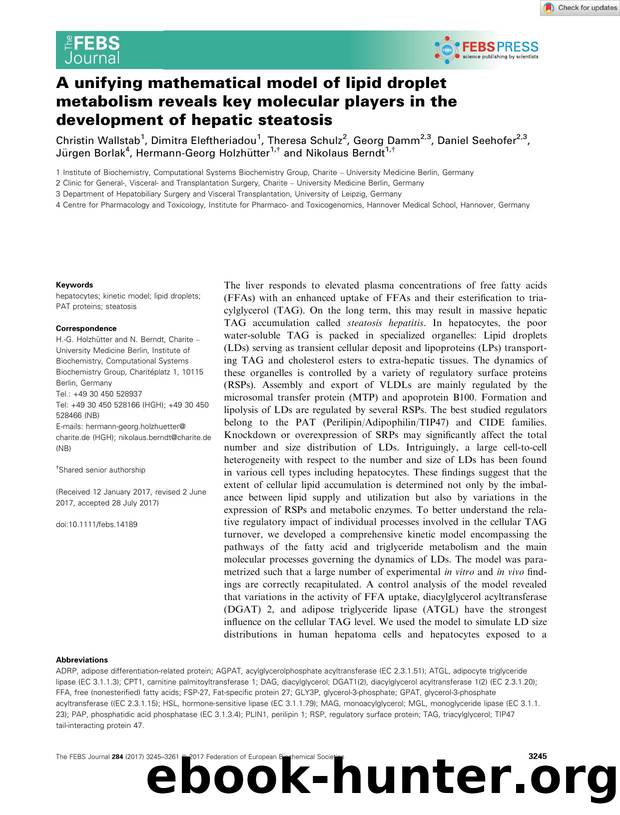 A unifying mathematical model of lipid droplet metabolism reveals key molecular players in the development of hepatic steatosis by Unknown