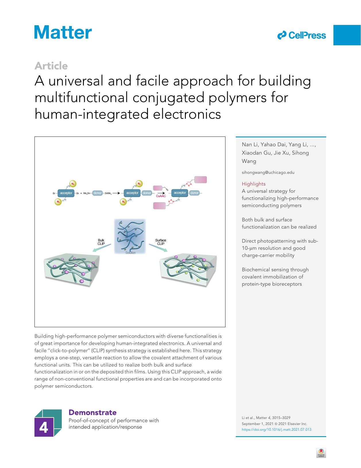 A universal and facile approach for building multifunctional conjugated polymers for human-integrated electronics by unknow