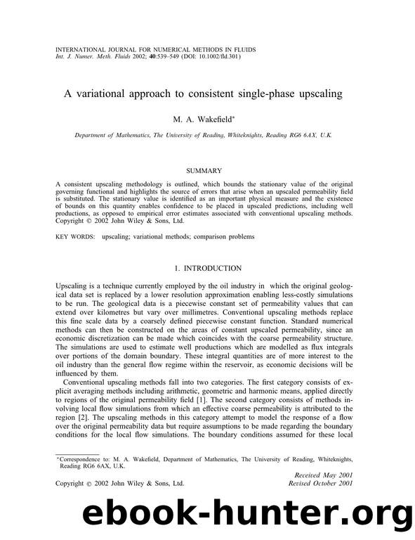 A variational approach to consistent single-phase upscaling by Unknown