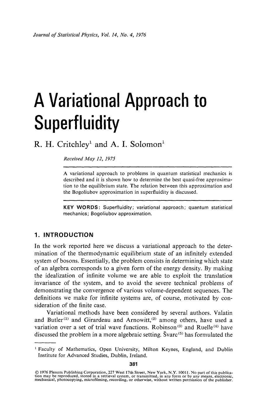 A variational approach to superfluidity by Unknown